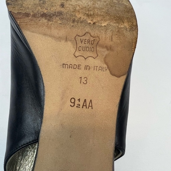 Paloma Sandals Size 9.5 AA Elegant Black Leather Heels Made In Italy - Picture 8 of 10